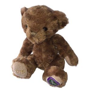 WIMBLEDON Tennis Teddy Bear Plush Toy Brown Small Embroidered Patch on Foot Paw